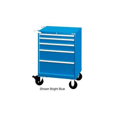 Lista International Lista 28-1/4"W Mobile Cabinet, 5 Drawer, 44 Compart - Classic Blue, Individual Lock XSST0750-0505MCBRG